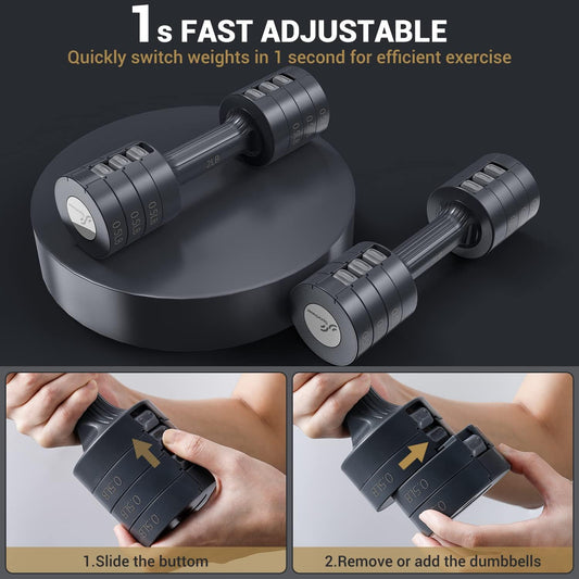 Adjustable Dumbbells Hand Weights Set:  5 Lb Dumbbell Set of 2 Each 2Lb 3Lb 4Lb 5Lb Free Weights Fast Adjust Weight 4 in 1 Weights Dumbbells Set for Women Men Home Gym Exercise Training