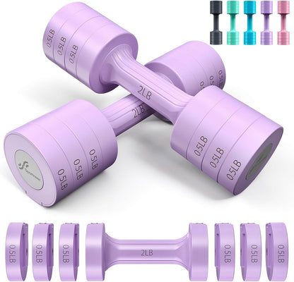 Adjustable Dumbbells Hand Weights Set:  5 Lb Dumbbell Set of 2 Each 2Lb 3Lb 4Lb 5Lb Free Weights Fast Adjust Weight 4 in 1 Weights Dumbbells Set for Women Men Home Gym Exercise Training