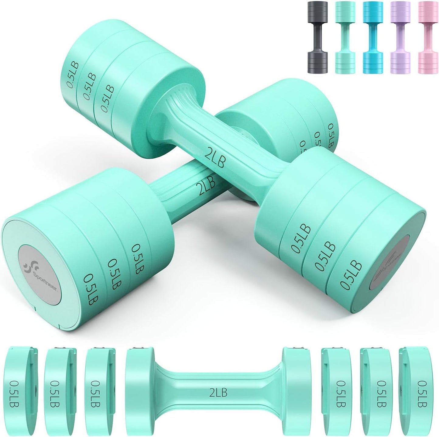 Adjustable Dumbbells Hand Weights Set:  5 Lb Dumbbell Set of 2 Each 2Lb 3Lb 4Lb 5Lb Free Weights Fast Adjust Weight 4 in 1 Weights Dumbbells Set for Women Men Home Gym Exercise Training
